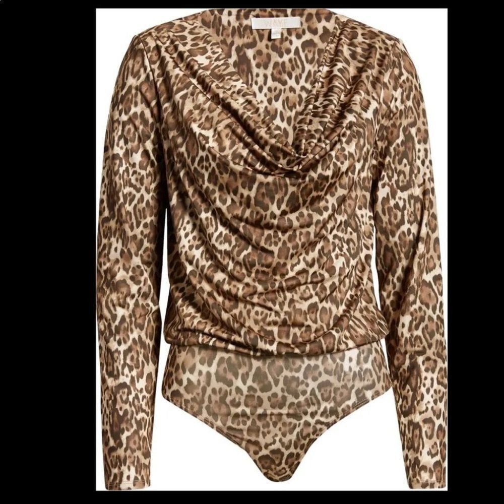 WAYF Solano Ruched Cowl Neck Bodysuit